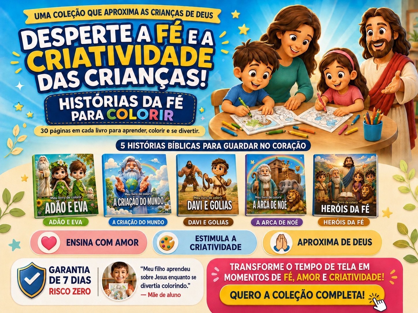 5 Livros Cristãos com 150 páginas para Colorir